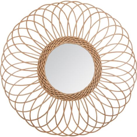 Miroir en Rotin "Rosace" 58cm Beige