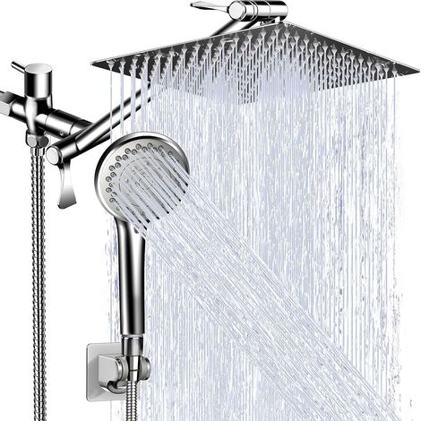 Amerikanische grenzüberschreitende 5-Funktions-Verlängerungshalterung, Doppeldusche aus Edelstahl, amerikanische Multifunktionsdusche, 8-Zoll-Oberteil aus Edelstahl