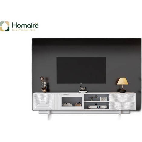 TV-Ständer aus Spanplatte weiß und Polyester 200 x 40 x 50.5 cm HOMAIRE (1/5)