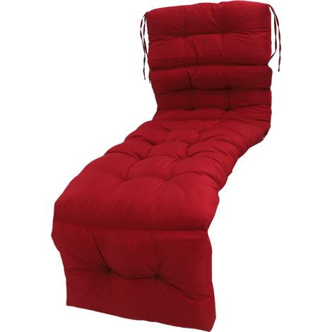 Coussin Transat Intérieur Extérieur Avec Liens Anti-éclaboussures De Rechange Pour Pelouse Piscine 4 Plis 78.74x21.65in Bordeaux (1/5)