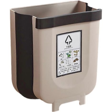Poubelle de cuisine pliable, conteneur à déchets recyclable, kaki (1/5)