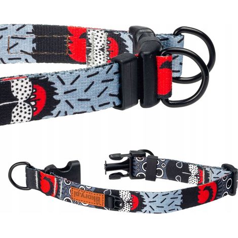 Collier double verrouillage résistant pour chiens moyens M 20 mm, motif diable Ukory (1/5)