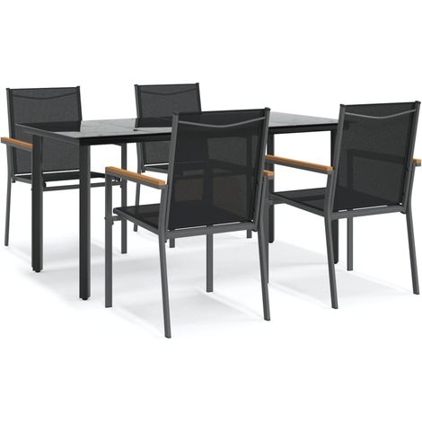 Maison Exclusive - 5-tlg. Garten-Essgruppe Schwarz Textilene und
