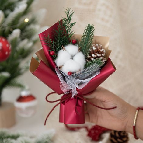 Bouquet De Fleurs Séchées - Sphère Transparente Décorative Avec Garniture Festive - Idéal Pour Noël Anniversaire Cadeau Femme - 15 x 11 x 11 cm - 1 Pièce (1/5)