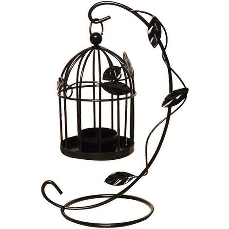 Bougeoir en métal ajouré en forme de cage à oiseaux, style vintage, lanterne suspendue pour la maison ou un mariage. (1/5)