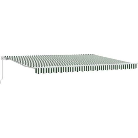 Auvent vert et blanc, mesurant 450 x 300 x 165 cm, en polyester et métal. (1/5)