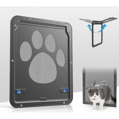 2er-Pack Haustier-Fliegengittertüren, Innenmaße 20 x 26 cm, Katzenklappe mit abschließbaren Paneelen, geeignet für Katzen und kleine Hunde (1/4)