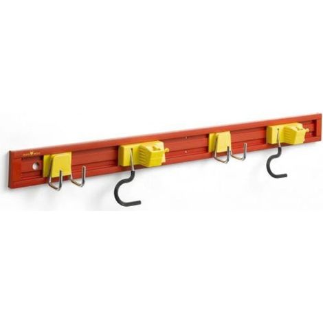 Outils Wolf – Support mural pour outils – 1 rail de fixation + 4 crochets en acier – Fixation rapide – UTM