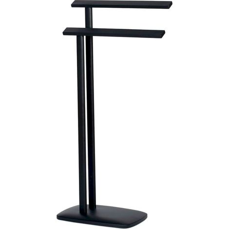 Porte serviette sur pied design métal noir moderne salle de bain - noir mat élégant (1/3)