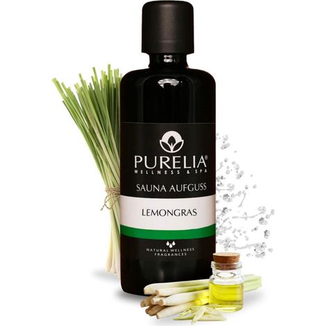PURELIA Saunaaufguss Konzentrat Lemongras 100 ml natürlicher Sauna-aufguss - reine ätherische Öle