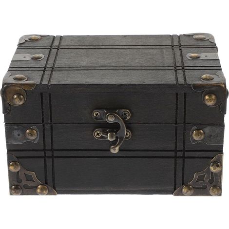 Coffre à Bijoux en Bois Vintage Gris, Petite Boîte à Trésors Rétro pour Rangement Bijoux, Coffre à Bibelots Décoratif Multifonction pour Maison et Accessoires (1/5)