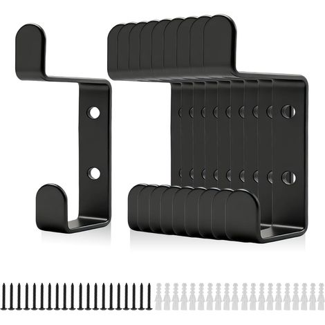 10 Crochets Porte-Manteau Mural pour Panneaux Acoustiques 13mm - Noir Mat, Fer Robustes, Patère Murale Design (1/5)