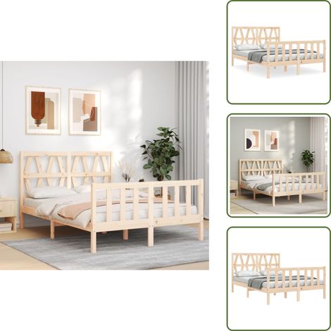 The Living Store Massivholzbett ohne Matratze 140x200 cm Kiefernholz - Kiefernholzbett (1/5)