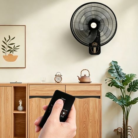 Ventilateur Mural Électrique 40 cm avec Télécommande, Oscillation Automatique, 3 Vitesses Réglables, Tête Orientable, Ventilateur Silencieux pour Maison et Bureau (1/5)