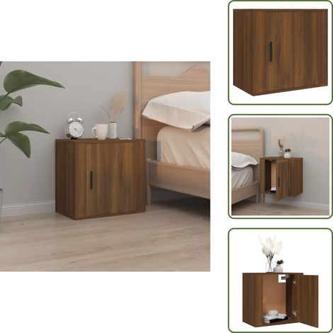 Table de chevet murale Chêne marron 50x30x47 cm - Table De Chevet Murale - Meuble De Chambre - Table De Nuit - Étagère Murale - Rangement Mural (1/5)