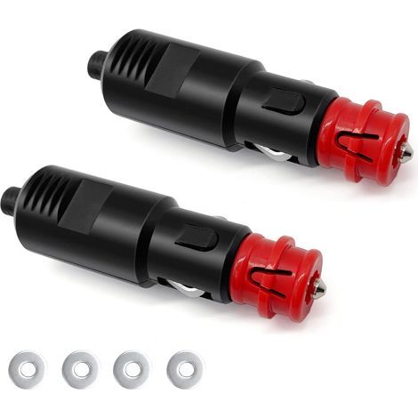 2 Pièces Prise Fiche Male Allume Cigare 12V/24V Universelle avec Fusible 8A Remplaçable,Allume-Cigare Connecteur Mâle Adaptateur Alimentation Voiture Moto Camion Bateau Camping (1/5)
