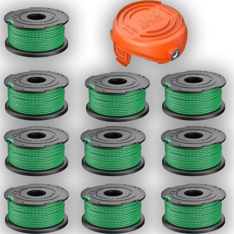 Bobine De Fil Pour Débroussailleuse - Diamètre 2 mm - Compatible Black & Decker GL7033 GL8033 GL9035 - Référence A6482 - Lot De 10 Bobines + 1 Couvercle (1/3)