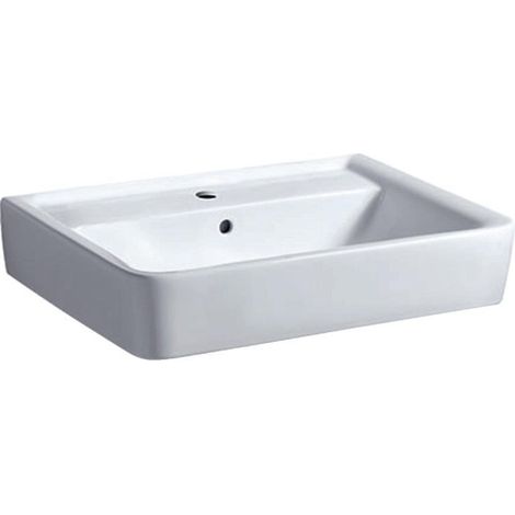 Lavabo Geberit Renova Plan, 65x48cm, orificio para grifo central, blanco