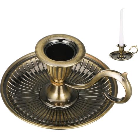 Bougeoir conique rétro, bougeoirs vintage avec poignée, bougeoir pour Halloween, Noël, salle à manger, décoration d'intérieur (1/5)