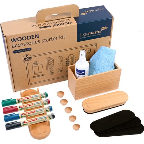 Kit de inicio de accesorios de madera para pizarras blancas