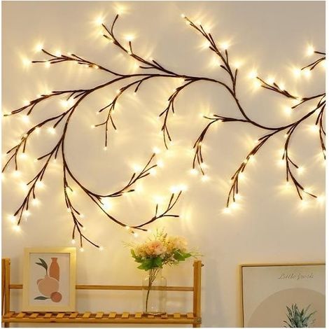 Shmshng – Lumières en rotin 230 cm avec 144 LED – Blanc chaud – Télécommande avec 8 modes – Décoration murale intérieure Noël