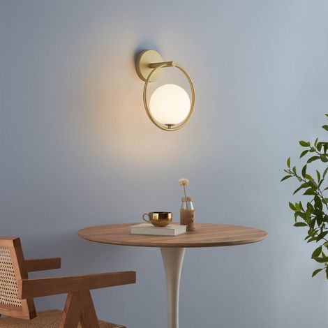 Applique boule en verre suspendue sur anneau doré - Steya (1/5)