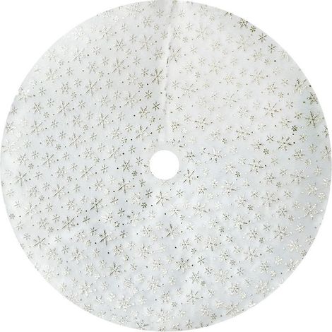 Jupe d'arbre de noël blanche, courte peluche, flocon de neige, coussin rond, tapis, tablier, décoration de la maison (1/5)