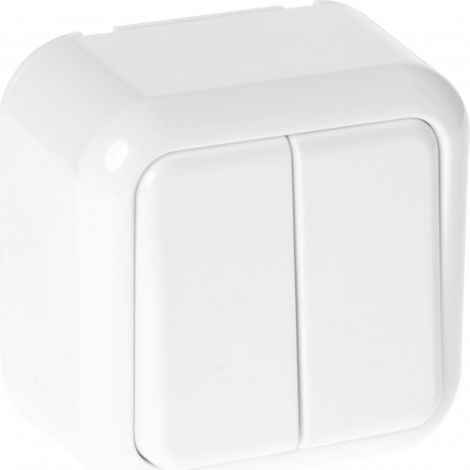 Antiker Doppelschalter 2 Tasten weiß 6x6x3 cm