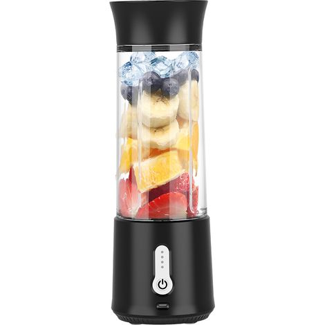 1 Blender portable 500 ml, rechargeable USB 4000 mAh, 6 lames acier inoxydable, pour smoothies et milkshakes, idéal voyage et sport (1/5)