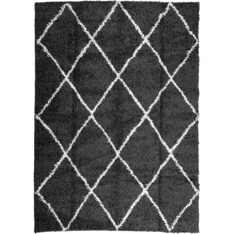 vidaXL Tappeto Shaggy PAMPLONA a Pelo Lungo Nero e Crema 200x280 cm (1/5)