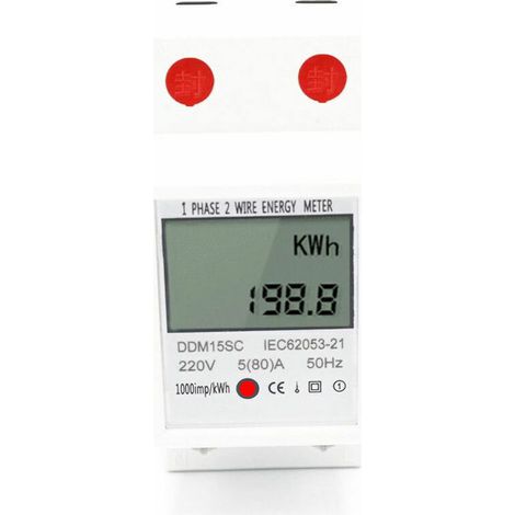 DDM15SC single-phase 2P large multifunction LCD rail meter display. 5(80)A (1/5)