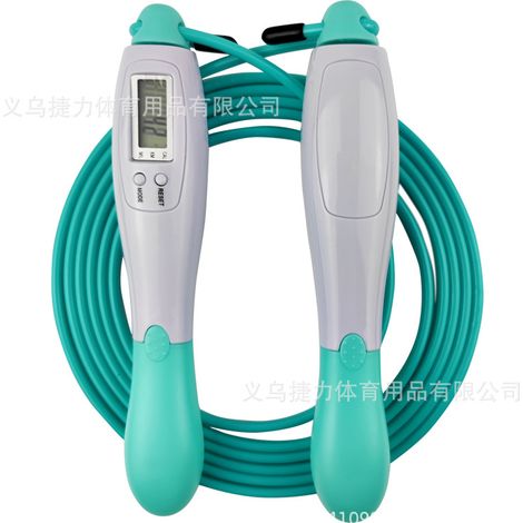 Corde à sauter électronique sans fil, chronométrée, en fil d'acier (longue corde blanche et verte)