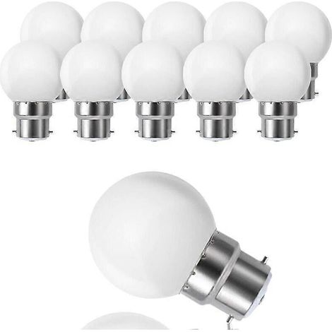 Lot de 10 ampoules LED B22 G45, blanc chaud 3500K, 3W G45, 180lm, boîtier en polycarbonate mat, non dimmables [Classe énergétique G] (1/5)