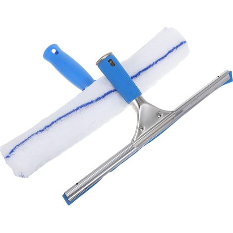 Kit de nettoyage de fenêtre, raclette à vitre et microfibre chiffon, raclette douche avec lèvre en caoutchouc, outil de nettoyage de vitres,raclette 35cm (1/5)