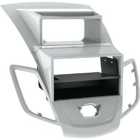 Facade autoradio 1DIN compatible avec FORD FIESTA ap09 - AVEC ECRAN - ARGENT - avec vide poche