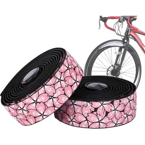 Cinta para manillar de bicicleta (2 rollos), Rollo 210 x 3 x 0,3 cm, Autoadhesiva EVA, Duradera, ligera, antideslizante amortiguadora, Negro rosa (1/5)