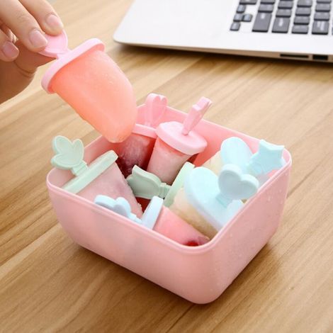 Quadratische Eisformen für den Heimgebrauch, zur Herstellung von Eis am Stiel, Eiscreme, Eiswürfeln, Eiswürfelbehältern, selbstgemachten Eisboxen, Eis am Stiel. (1/5)