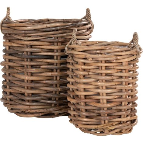 PINAS - Lot de 2 Panières en Rotin Naturel avec Anses (1/3)