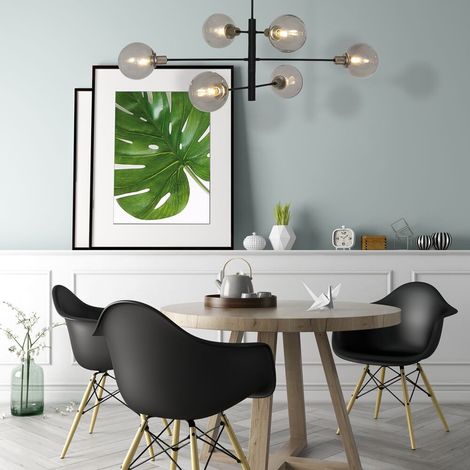 Hängelampe Pendelleuchte Esstischlampe dimmbar Rauchglas Wohnzimmerlampe schwarz (1/5)