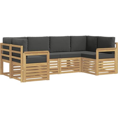 Conjunto de sofás de exterior 6 uds. 6 plaza Blanco y Antracita vidaXL (1/5)