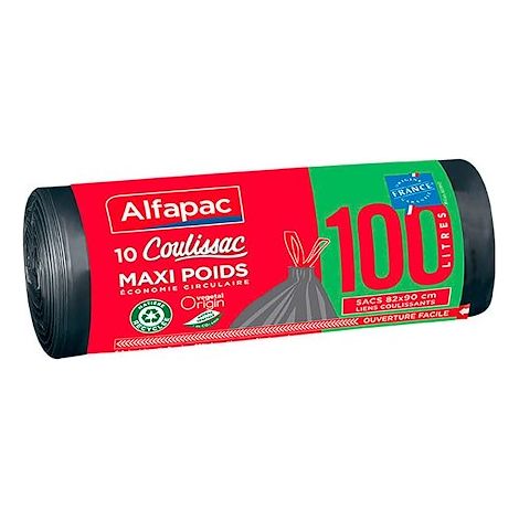 Sac poubelle coulissac maxi poids Alfapac 100 Litres - Colis de 30 (1/4)