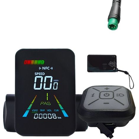 Tachimetro a colori animato con schermo LCD NFC per e-bike F3, 24V/36V/48V/60V, UART, per scooter elettrico, 5 pin.
