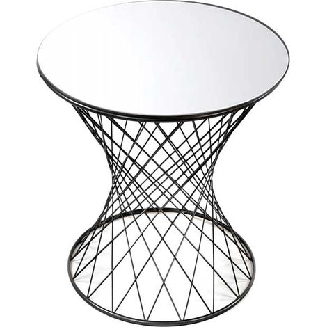 Tavolino tondo in metallo con piano specchiato Ø38x55cm (1/2)