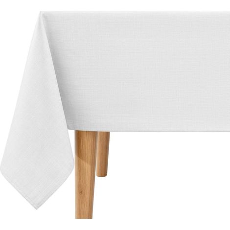 Nappe rectangulaire 140x240 cm aspect lin déperlant blanc