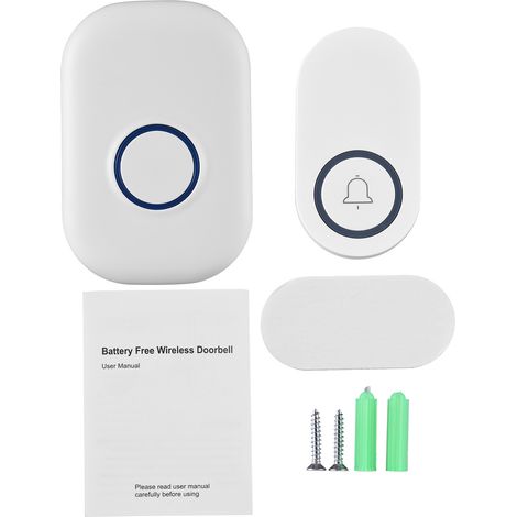 Campanello senza fili, impermeabile IP44, portata di 200 metri, kit portatile con 32 melodie, 4 livelli di volume, per casa, camera da letto e ufficio. (1/5)