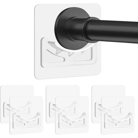 Lot de 6 tringles de douche adhésives à fixation murale extensibles sans perçage, tringle à rideau de douche non incluse (1/4)