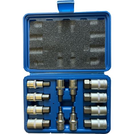 Coffret embouts courts hexagonaux sur douilles, 6 pans de 5 à 22mm, (1/2)