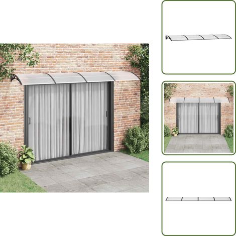 Auvent de porte Noir 400x100 cm Polycarbonate - Auvent De Porte - Abri Porte - Protection Pluie - Store Extérieur - Parasol Porte (1/5)