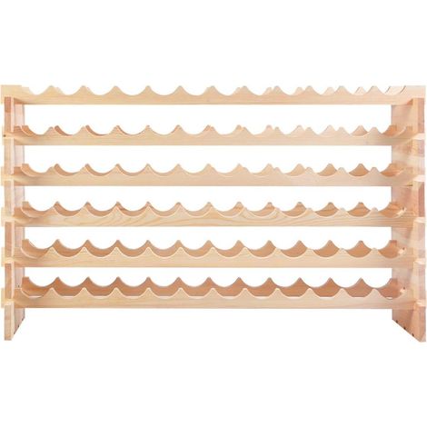 Casier à vin avec 6 étagères pour 72 bouteilles 119 x 29 x 71,5 cm inclinaison des bouteilles style naturel en bois de pin
