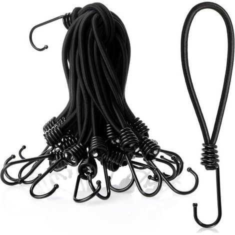 Lot de 10 tendeurs élastiques avec crochets - Tendeurs pour bâches et tentes - Crochets d'extension professionnels (1/5)